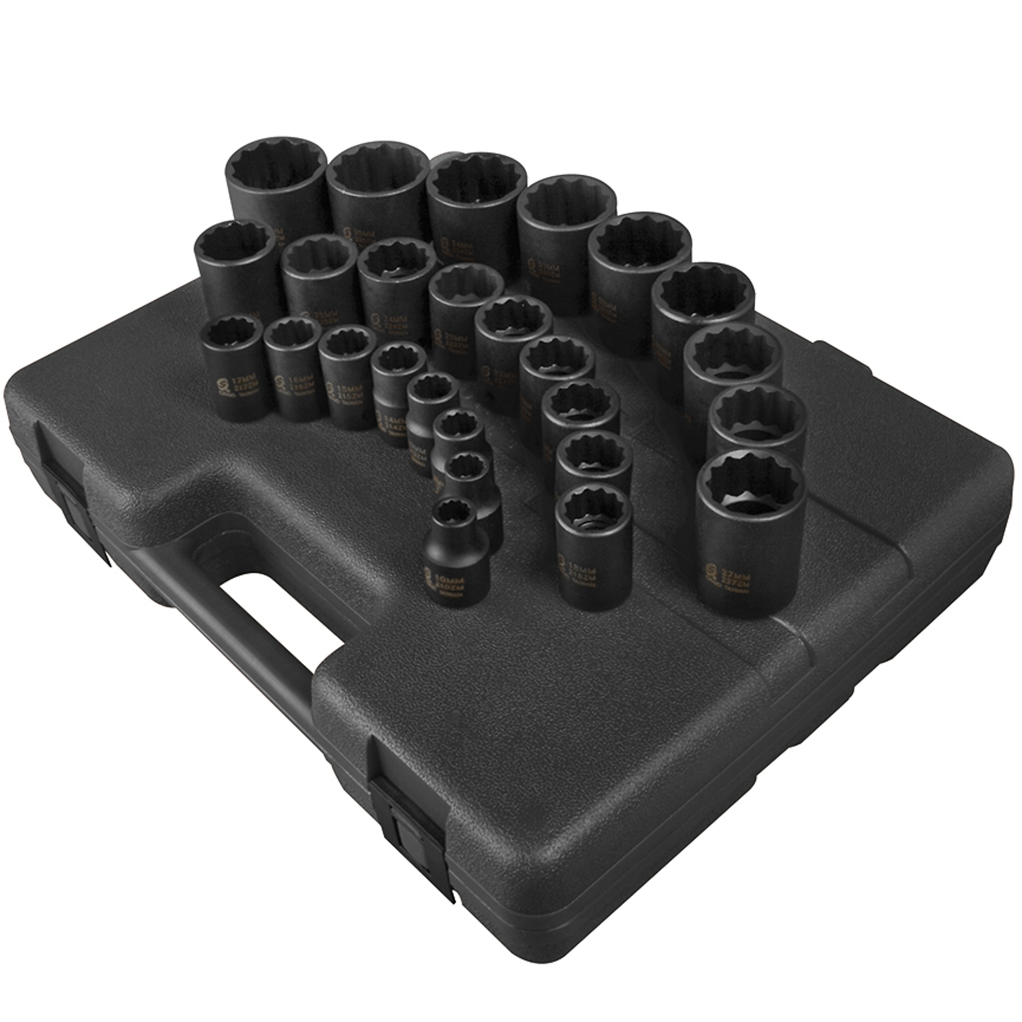 Sunex Tools 1/2in. Drive Metric Impact Socket Set — 12 Pt, 26 Pcs, CR-MO Alloy Steel, Model# 2826